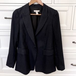 H&M Navy Blue Striped Blazer (size 6)